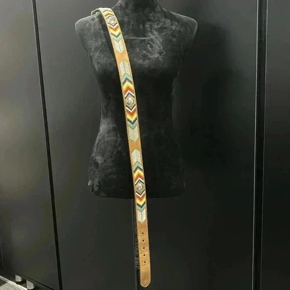 Nocona Genuine Leather,removable silver embossed buckle,Conchos,Aztec embroidery - Picture 7 of 12